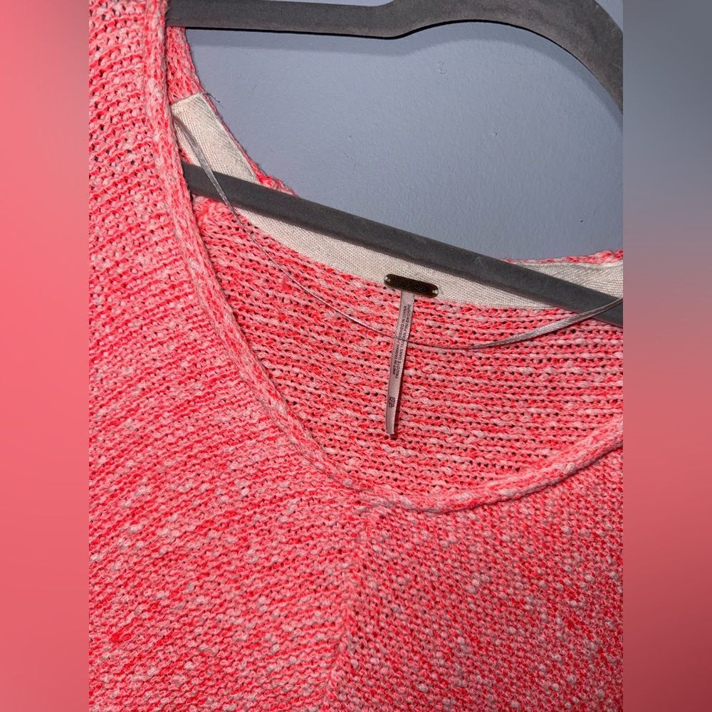Free People Womens Bright Lights Slouchy Bright pinky coral Sweater Size XS EUC - Picture 3 of 9